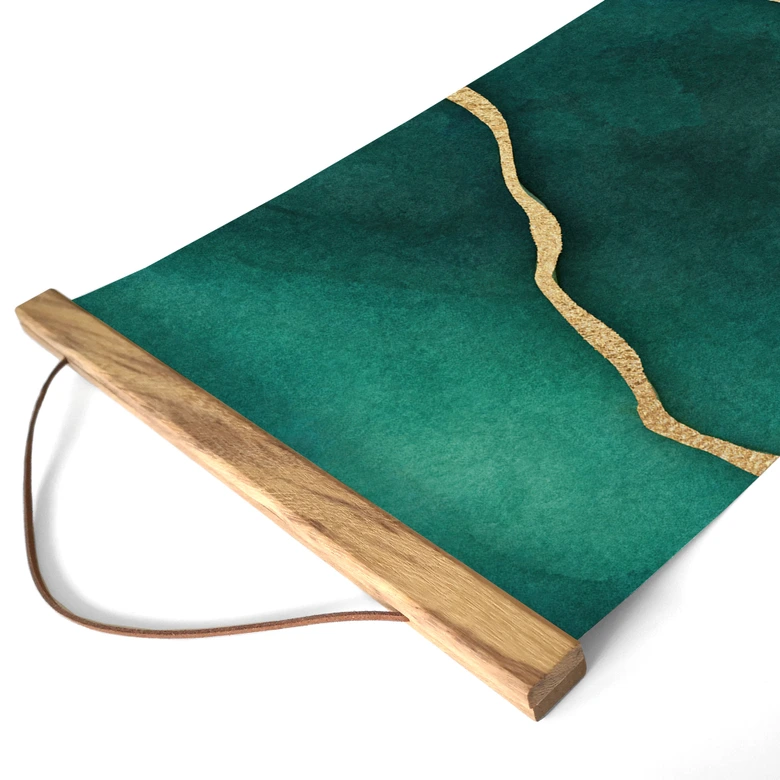 Stoffbild Marmor in Gold-grün - Haase - Panorama 