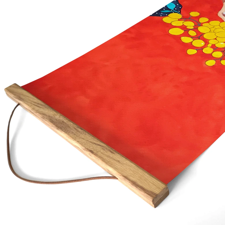 Obraz tkaniny Kobieta z wieńcem kwiatów we włosach - Hülya - Panorama 