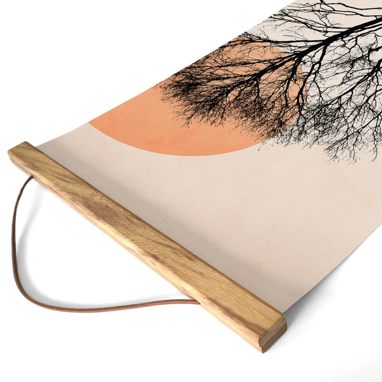 Tekstil plakat Sol og måne i orange - Kubistika 