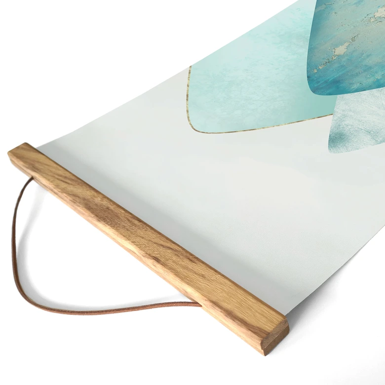 Stoffbild Abstrakte Berge in Gold und Blau - SpaceFrog Designs - Panorama 