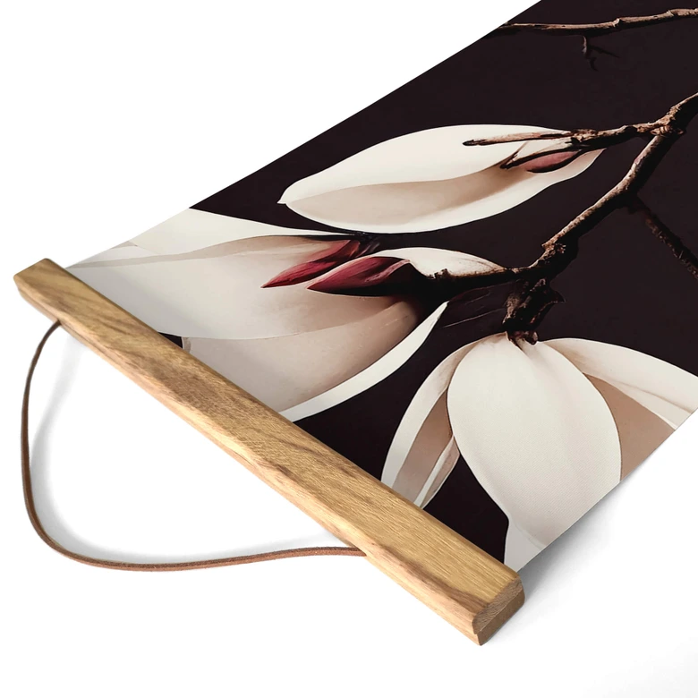 Póster de tela Noble magnolia en flor - Estandarte de flores panorama - Treechild 