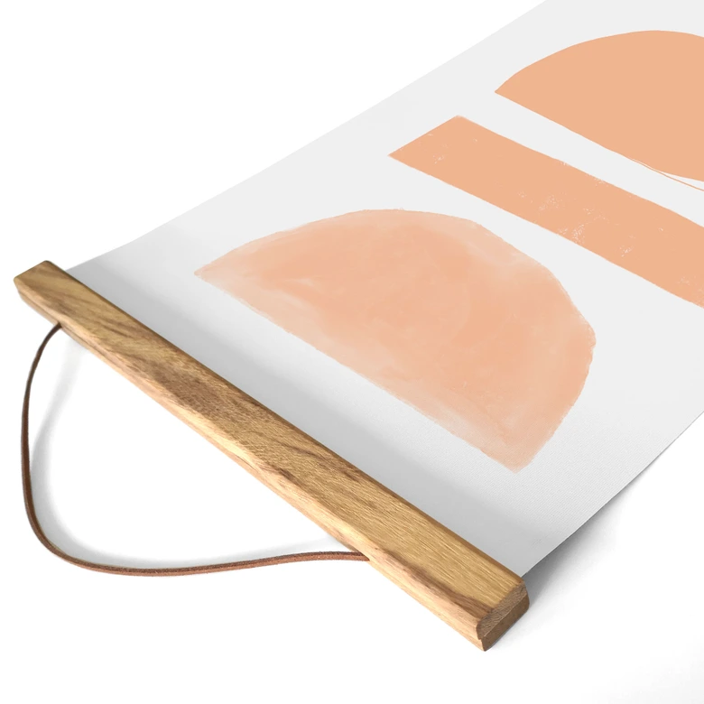 Textielposter Abstracte vormen in peach kleur - uplusmestudio 