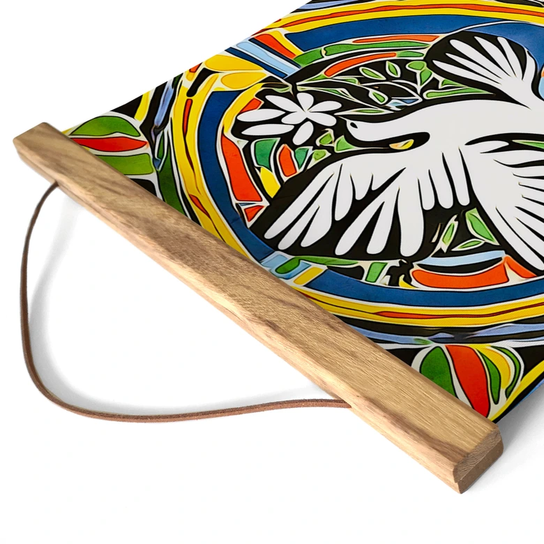 Stoffbild Bunte Friedenstaube - Inspiriert von Matisse - Zamart - Quadratisch 