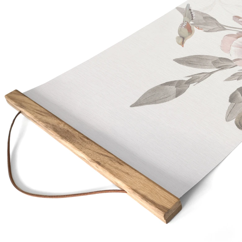 Affiche textile Pré fleuri en rose clair - Bloomery Decor - Panorama 