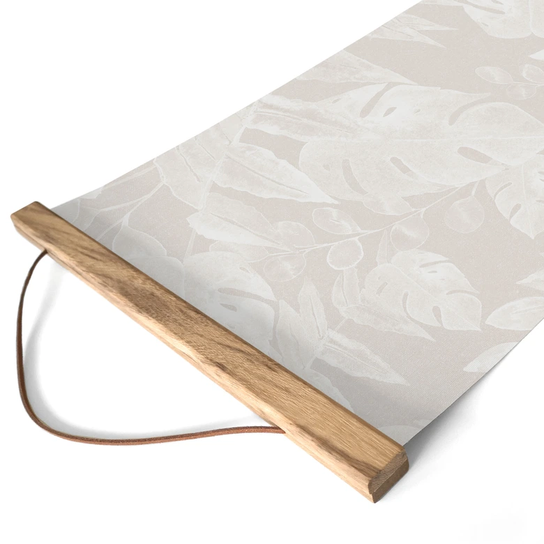 Stoffbild Tropische Blätter Beige - Bloomery Decor - Panorama 