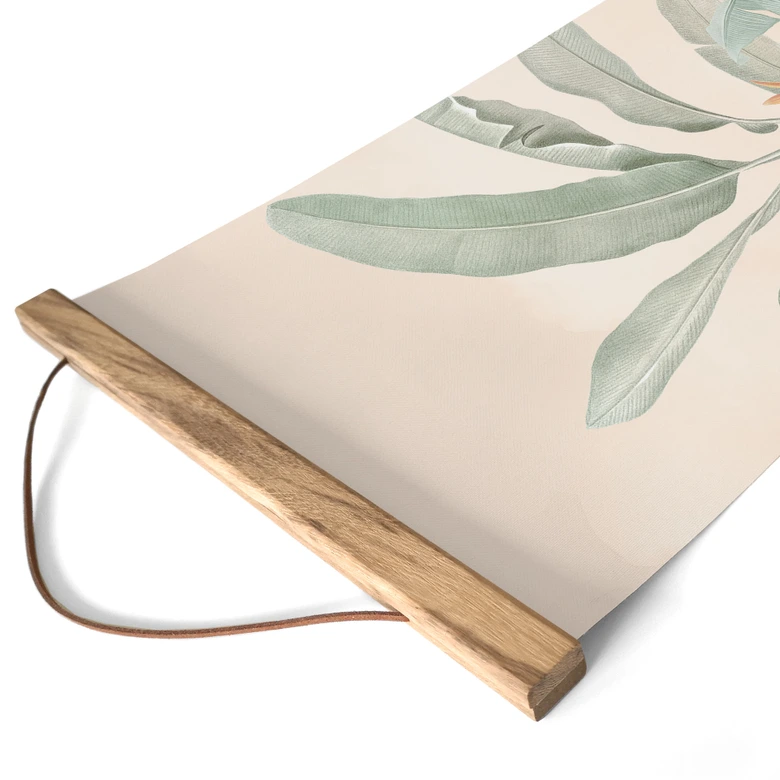 Stoffbild Tropische Idylle mit Kolibri Apricot - Bloomery Decor - Panorama 