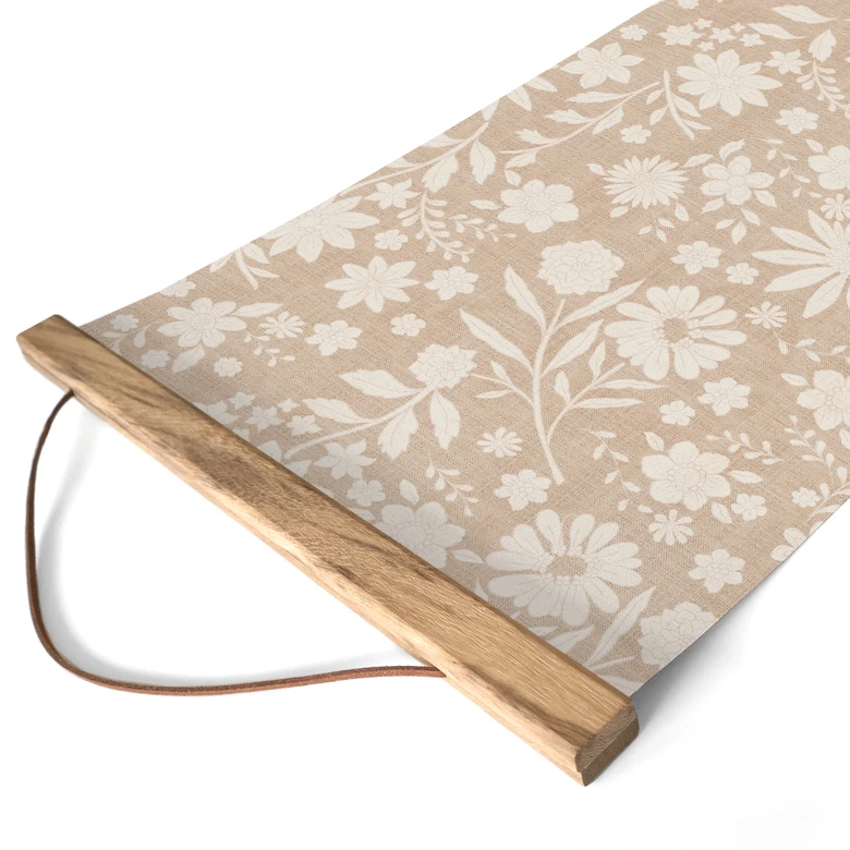 Stoffbild Vintage Blumen in Leinenoptik - Bloomery Decor - Panorama 