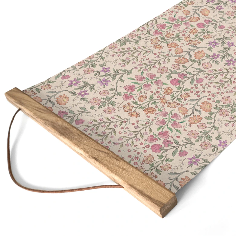 Affiche textile Fleurs des champs Vintage - Beige - Bloomery Decor - Panorama 