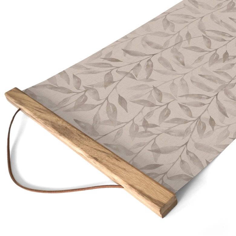 Stoffbild Zarte Aquarell-Blätter - Soft Grau - Bloomery Decor - Panorama 