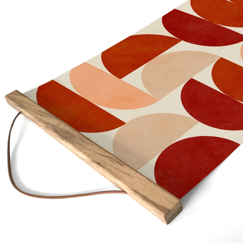 Affiche textile Demi-cercles abstraits dans des tons naturels chauds - Bré - Panorama 