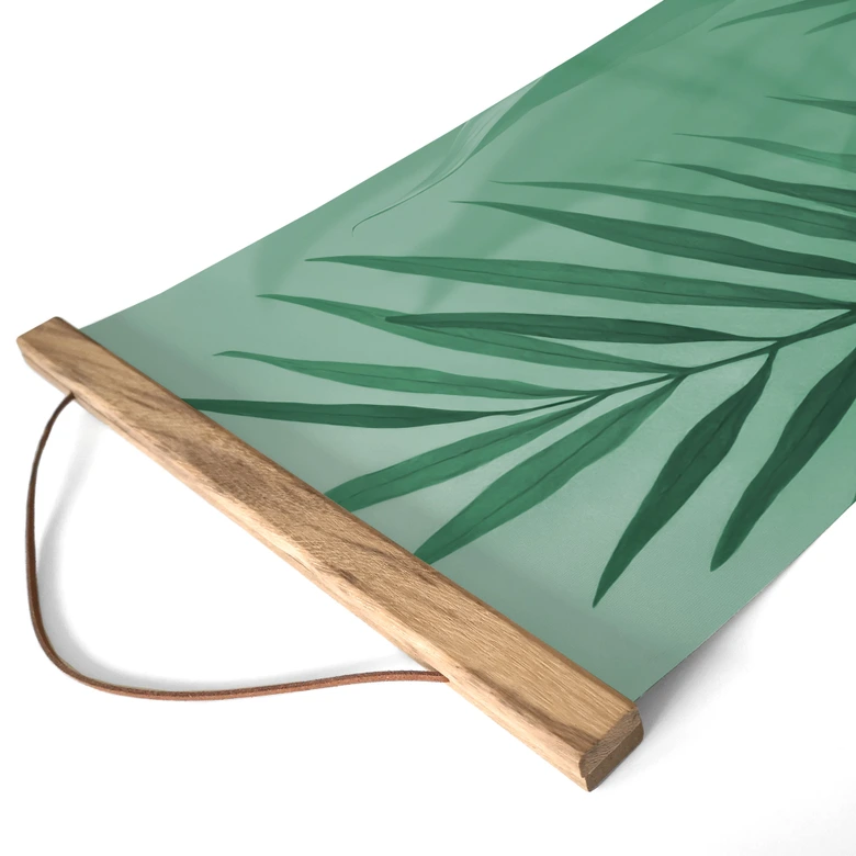 Affiche textile Feuilles de palmier vertes - Panorama 
