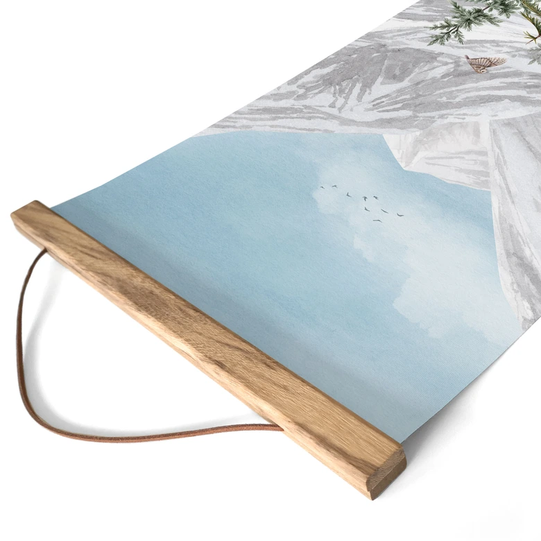Affiche textile Animaux de la forêt alpine verte - Kikki Belle - Panorama 