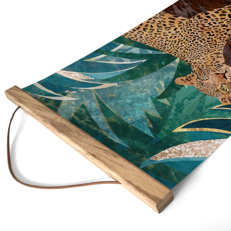 Póster de tela leopardo en selva verde esmeralda - Manovski - Panorama 