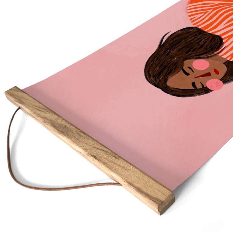 Stoffbild Frau mit orangefarbener Decke - Müller - Panorama 