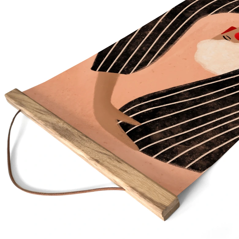 Póster de tela mujer con vestido negro a rayas - Müller - Panorama 