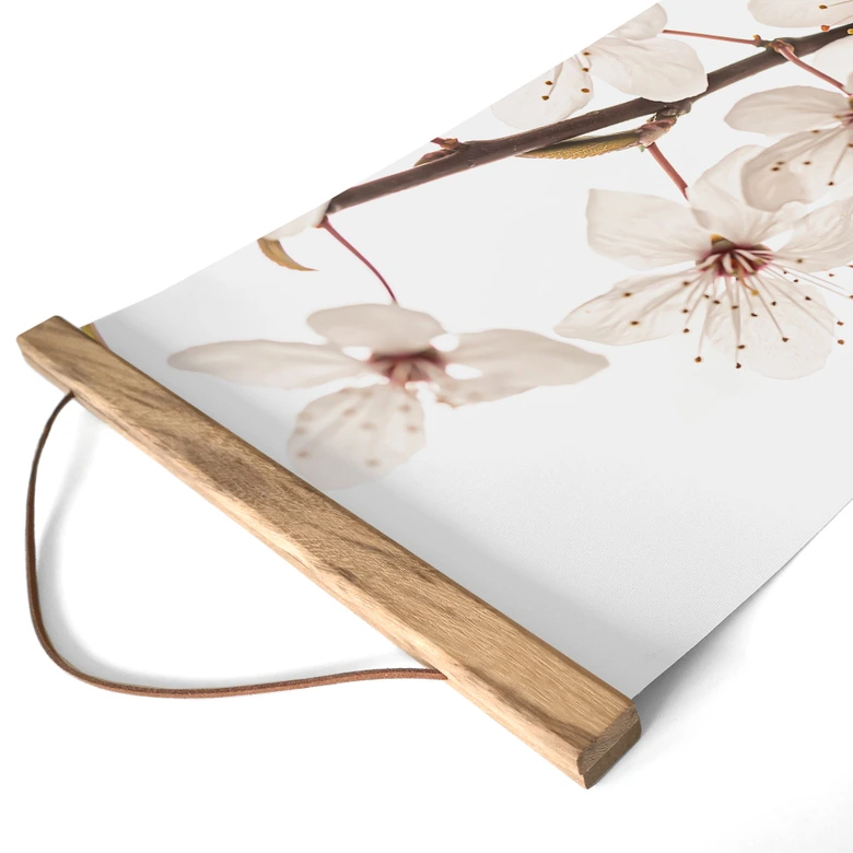 Affiche textile Branche avec fleurs de cerisier blanches - Sisi & Seb - Panorama 