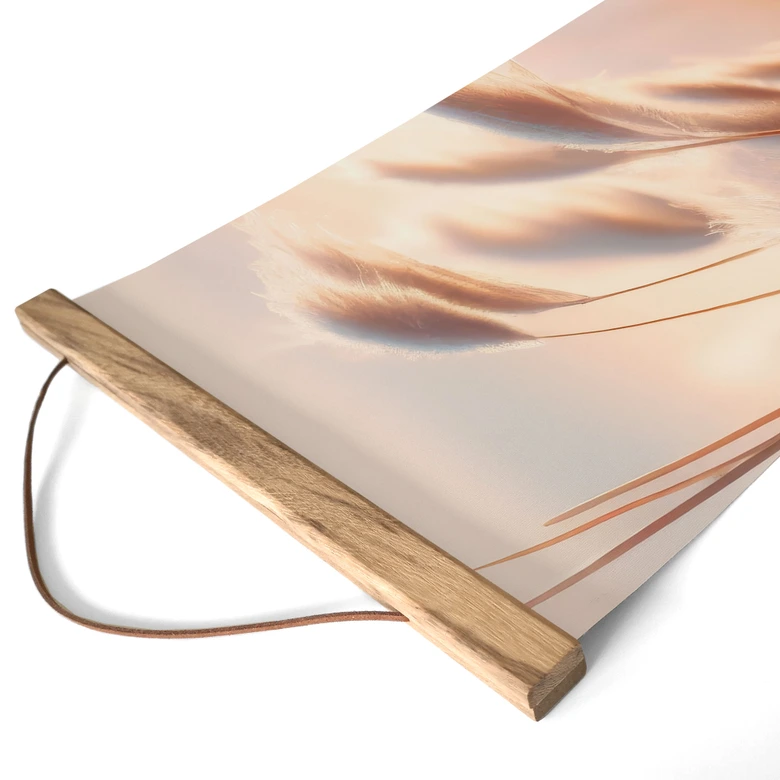Affiche textile L'herbe des dunes au soleil couchant - Treechild - Panorama 