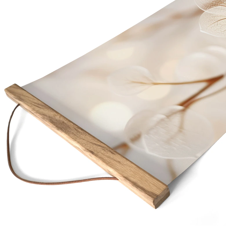 Obraz tkaniny Filigranowe liście beżowy - Treechild - Panorama 