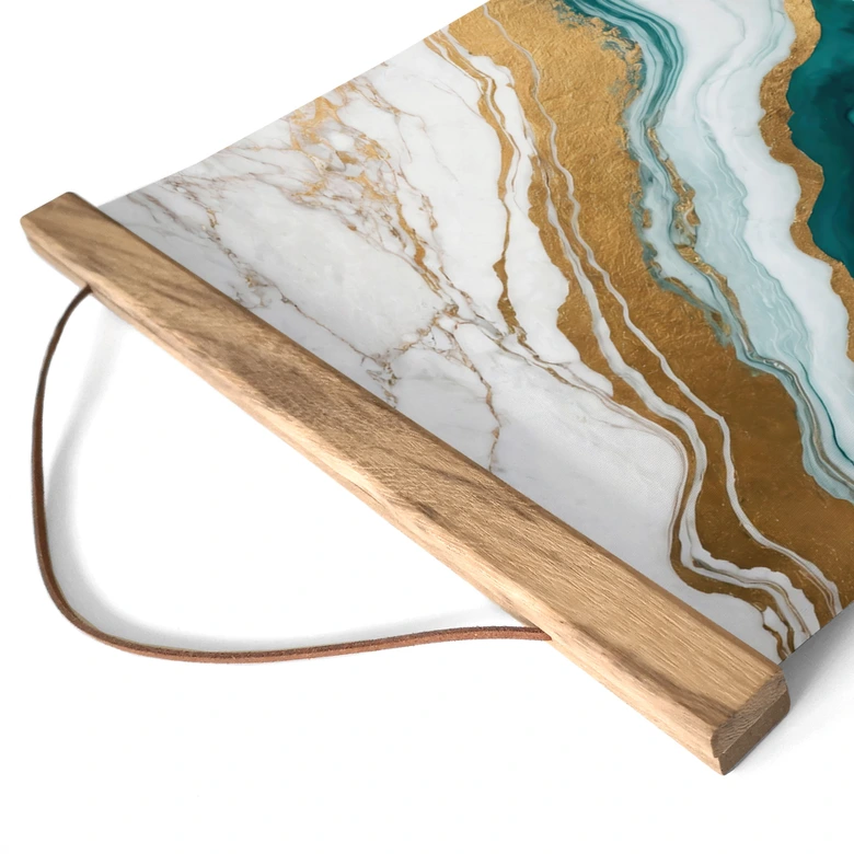 Stoffbild Marmor-Fluss aus Gold und Jade - Alpenglow Workshop - Quadratisch 