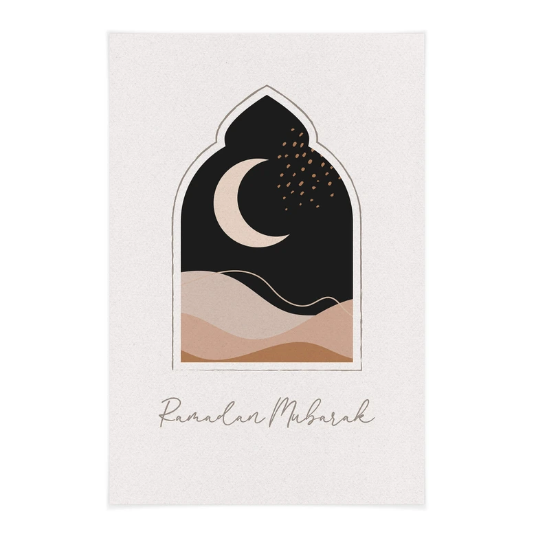 Tekstil plakat Ramadan Mubarak halvmåne 