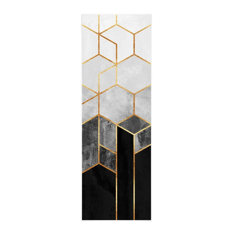 Affiche textile Fredriksson - Hexagones Noir et Gris - Panorama 