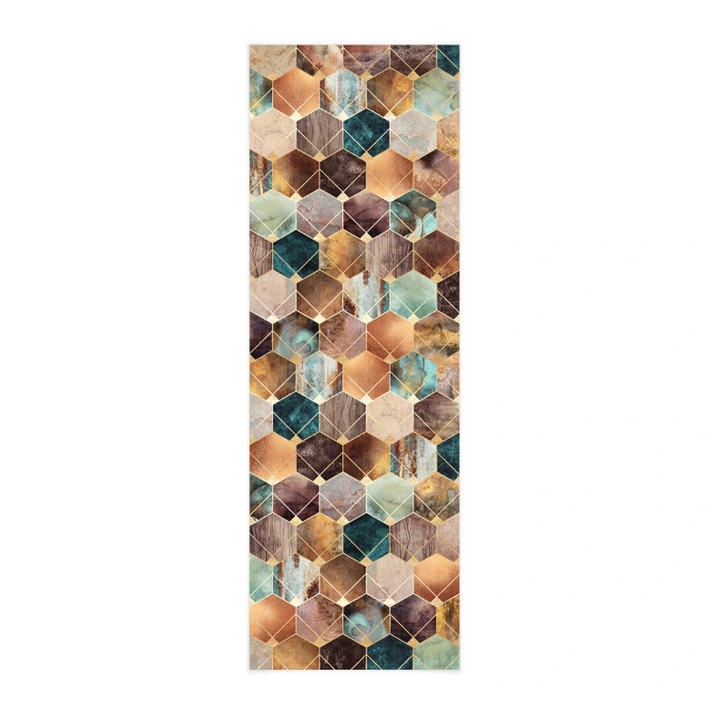 Affiche textile Fredriksson - Hexagones : Or et Cuivre - Panorama 