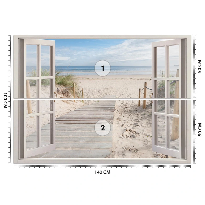 Fototapete Fensterblick Strand Meer Natur 