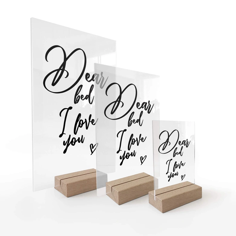 Tischaufsteller Dear bed I love you 