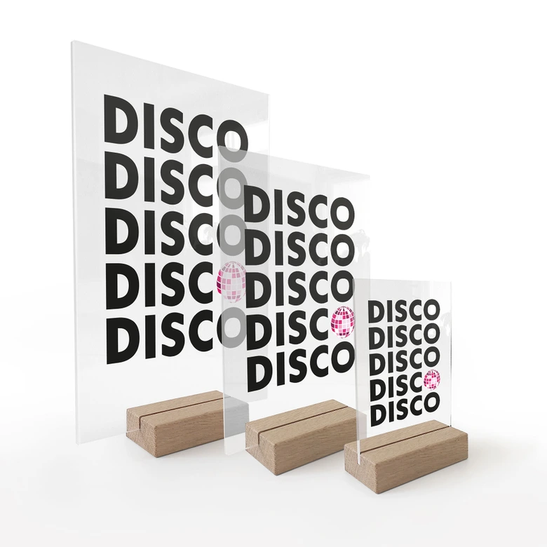 Tafeldisplay Retro Disco Vibes Typografie - transparant - Kerr-Dineen 