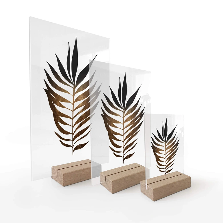 Tischaufsteller Kubistika - Blatt in Gold 