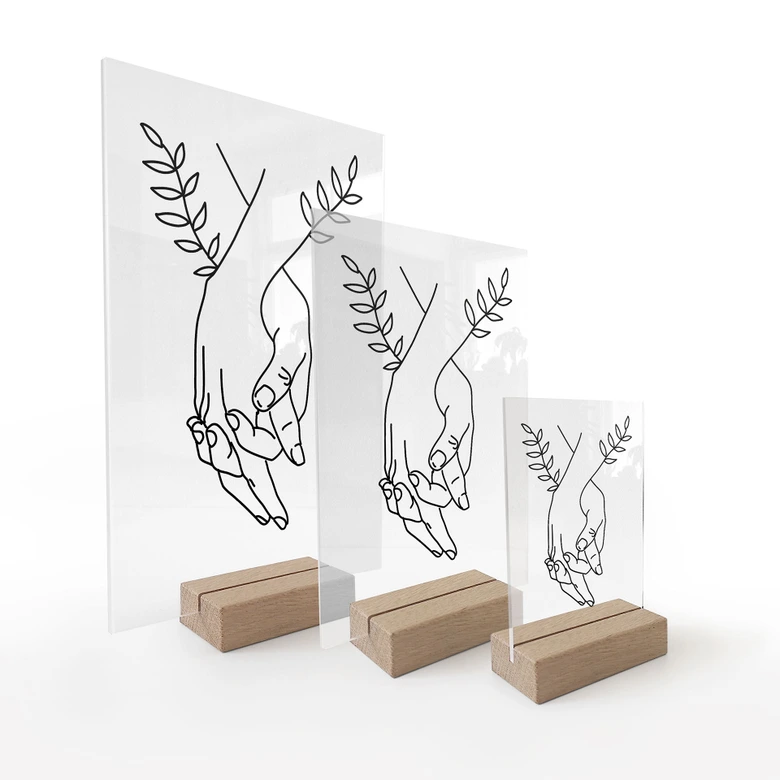 Tischaufsteller Line Art - Liebespaar Händchen haltend - Lizde 