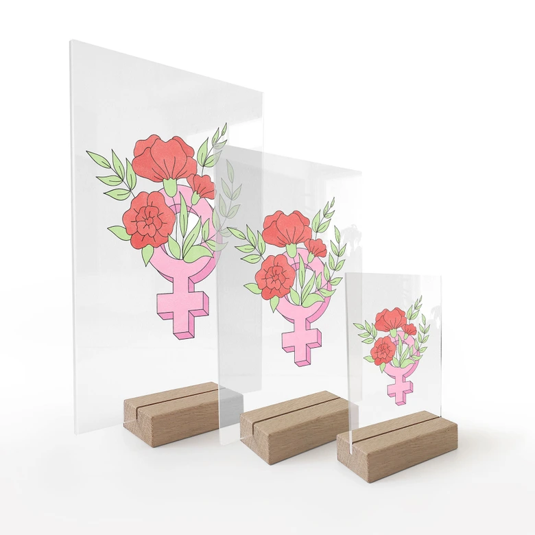 Tischaufsteller Venuszeichen mit Blumen 