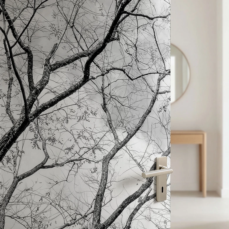 Door film treetops in the sky - Self-adhesive door decoration 