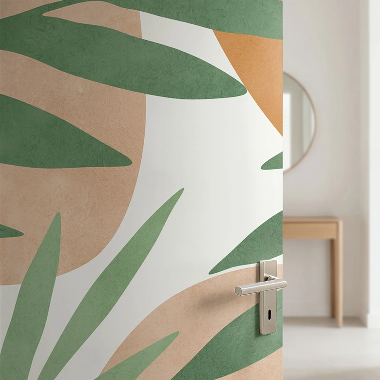 Door foil Abstract branches in tropical look - Costa - Self-adhesive door decoration 