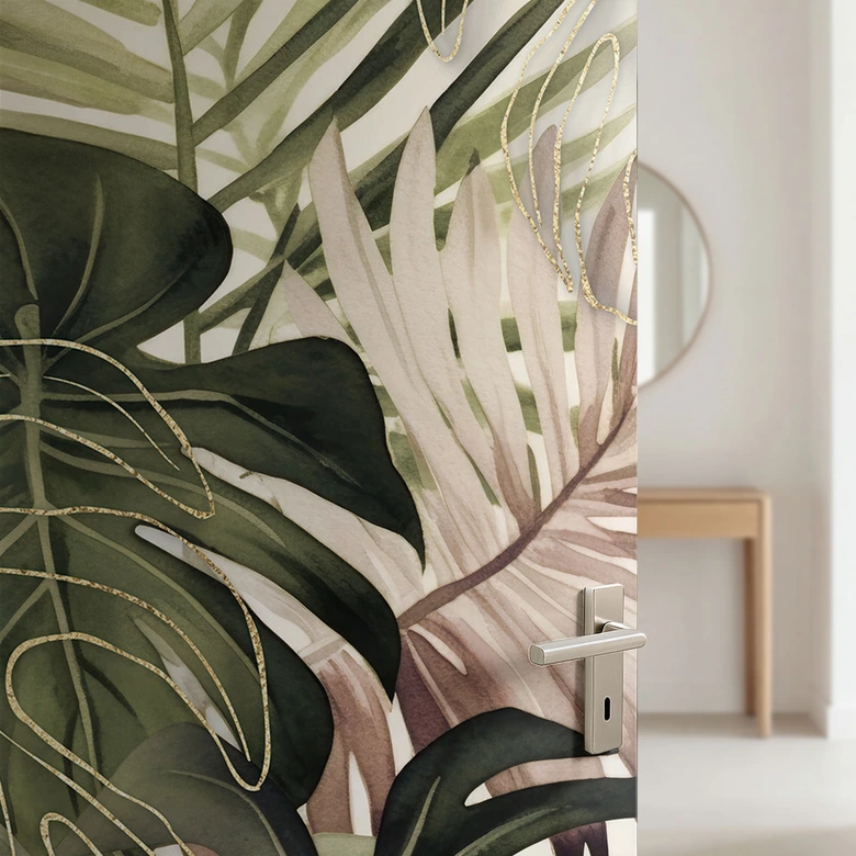 Tropische bladeren boho deurfolie - Haase - Zelfklevende deurdecoratie 