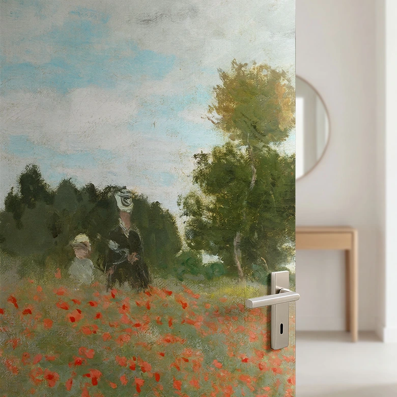 Türfolie Mohnfeld bei Argenteuil - Monet - Selbstklebende Türdeko 