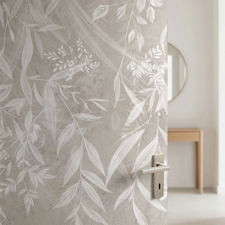 Türfolie Elegante Weidenzweige in Beige - Ms Tiff - Selbstklebende Türdeko 
