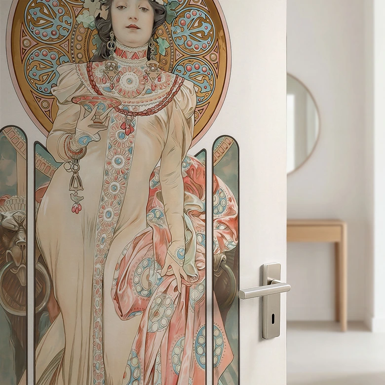 Moët and Chandon Dry Imperial door film - Mucha - Self-adhesive door decoration 