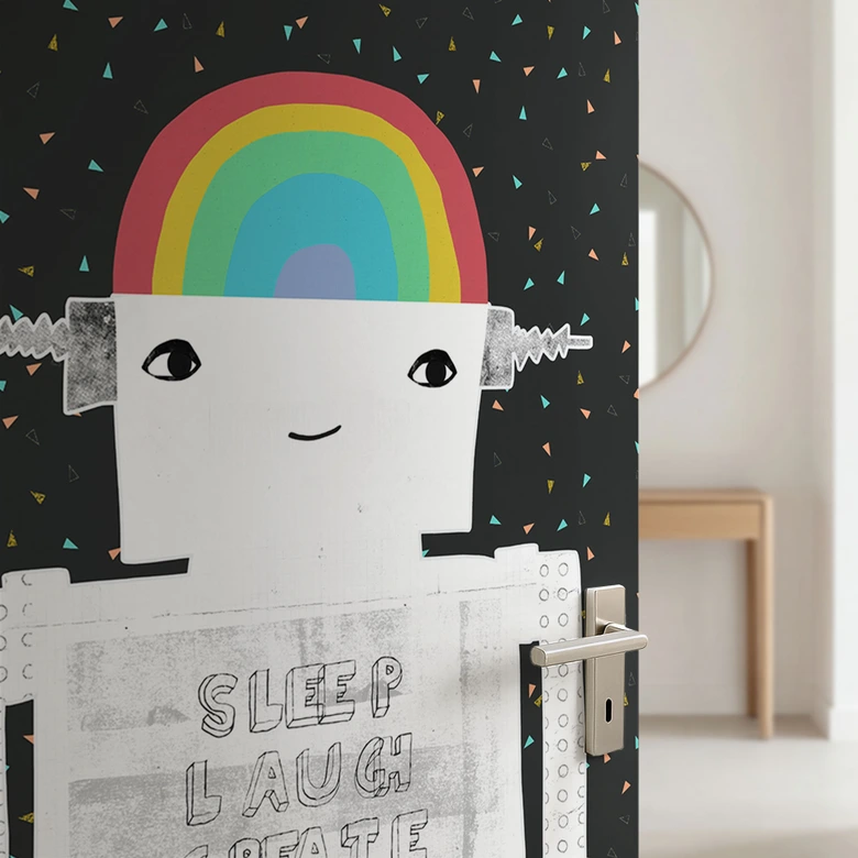 Door foil rainbow robot Sleep Laugh Create - Treechild 