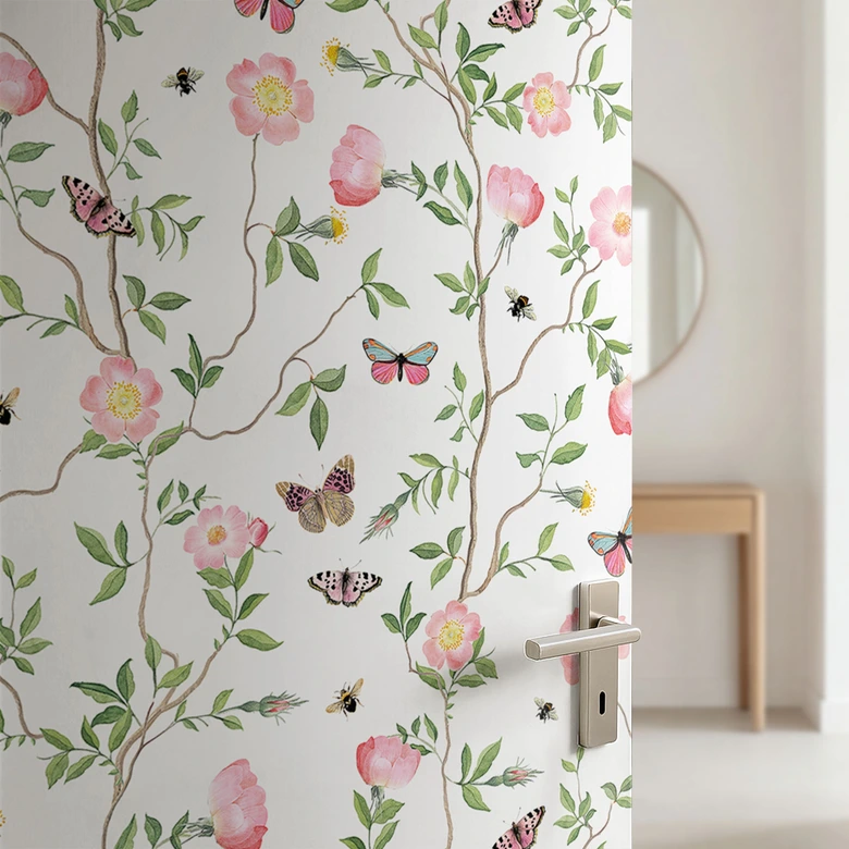 Rosa julrosor på våren - UN Designs - Självhäftande dörrdekoration 
