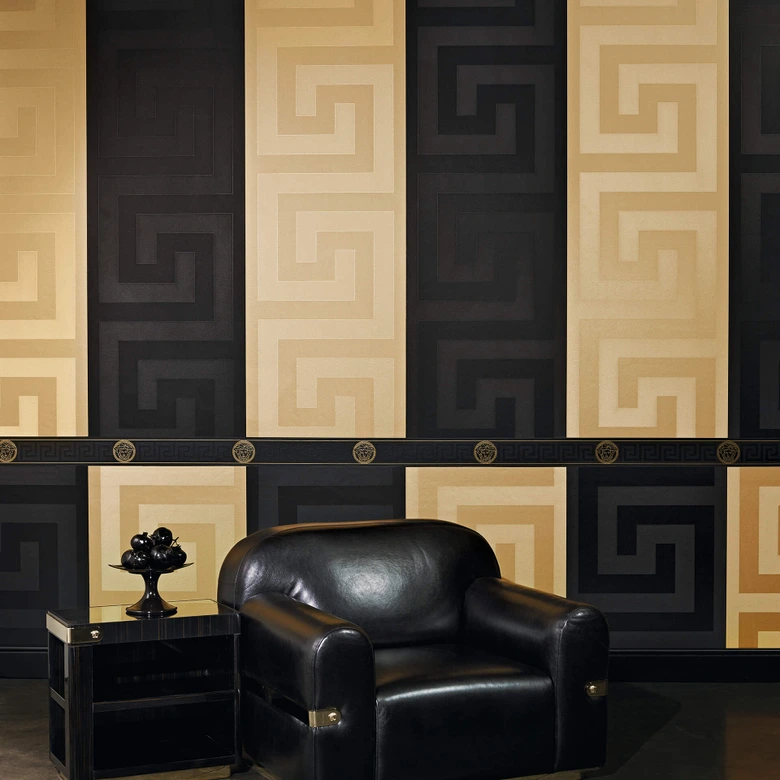 Bordo decorativo Versace Wallpaper Greek colore metallizzato, nero 