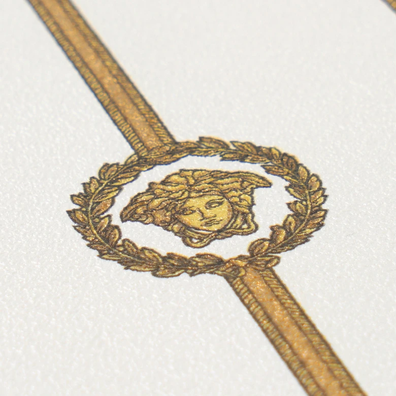 Versace Vliestapete I Love Baroque Sockelbordüre Medusa Weiß Gold luxuriös 
