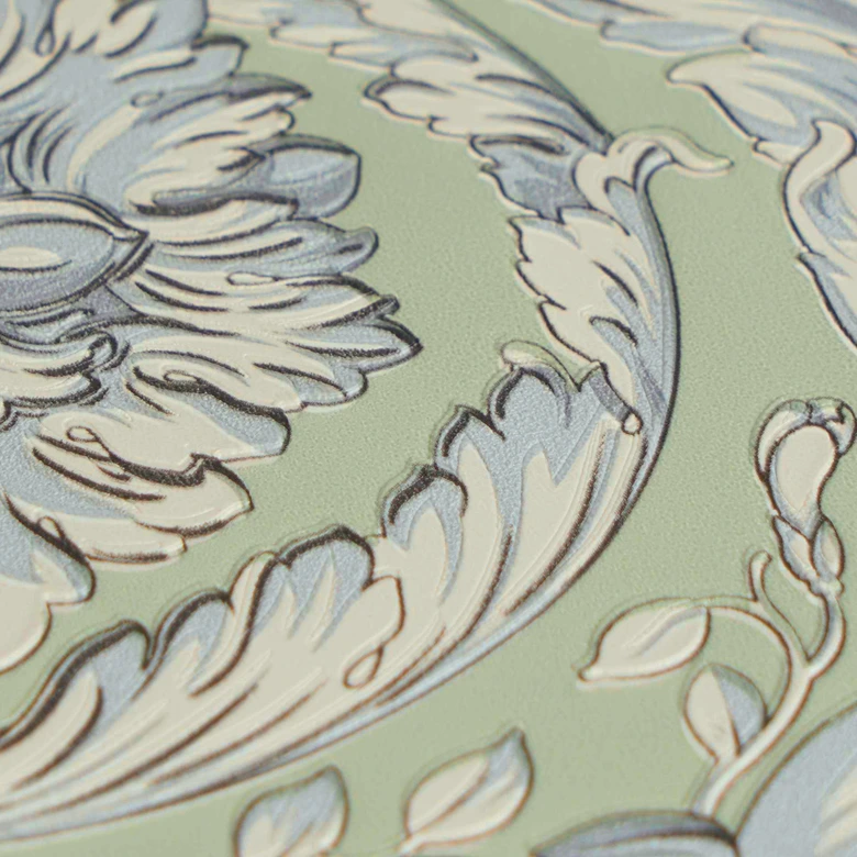 Versace Vliestapete Barocco Neo Klassik Ranken Floral Grün Blau Weiß elegant 