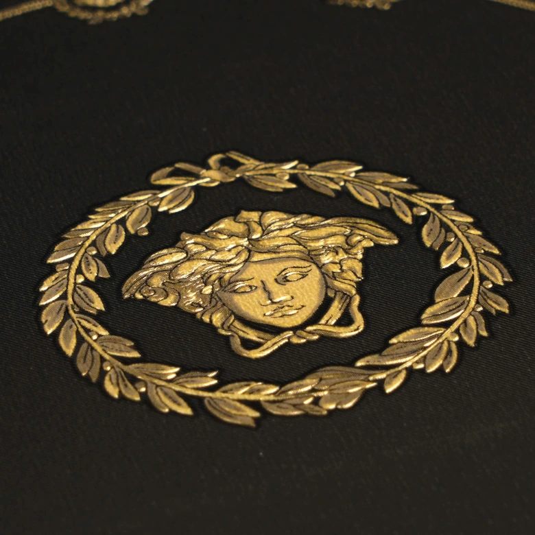 Versace ikke-vævet tapet I Love Baroque Medusa Circles Black Gold luksuriøst 