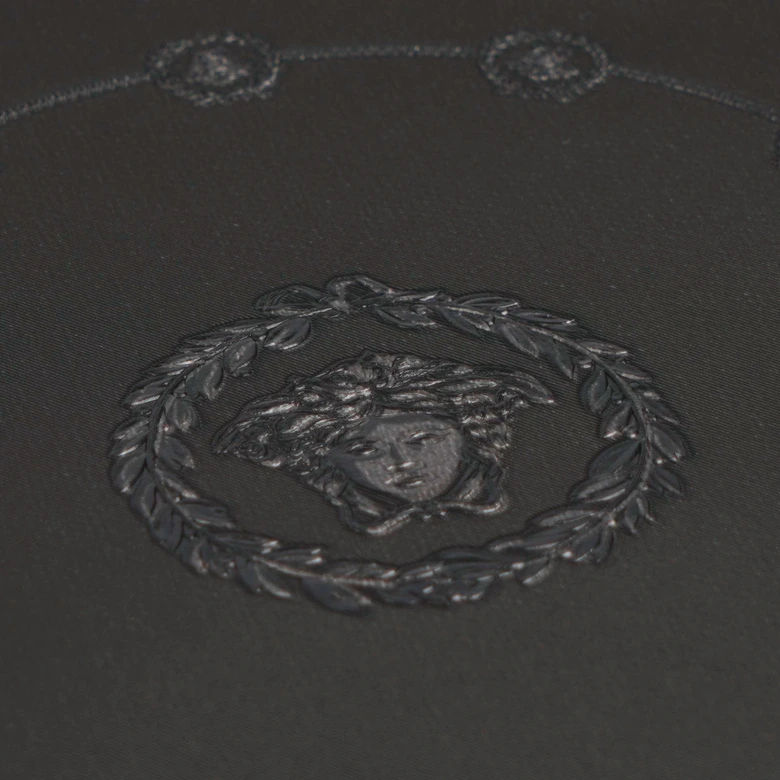 Versace ikke-vævet tapet I Love Baroque Medusa Circles Black Grey noble 