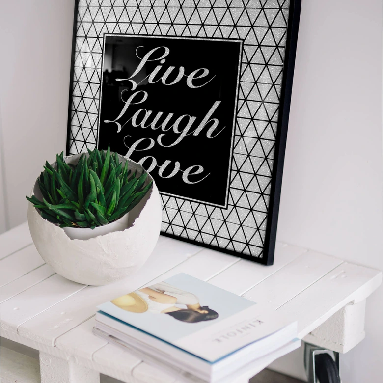 Wandbild Live-Laugh-Love - Silber Glitzer 