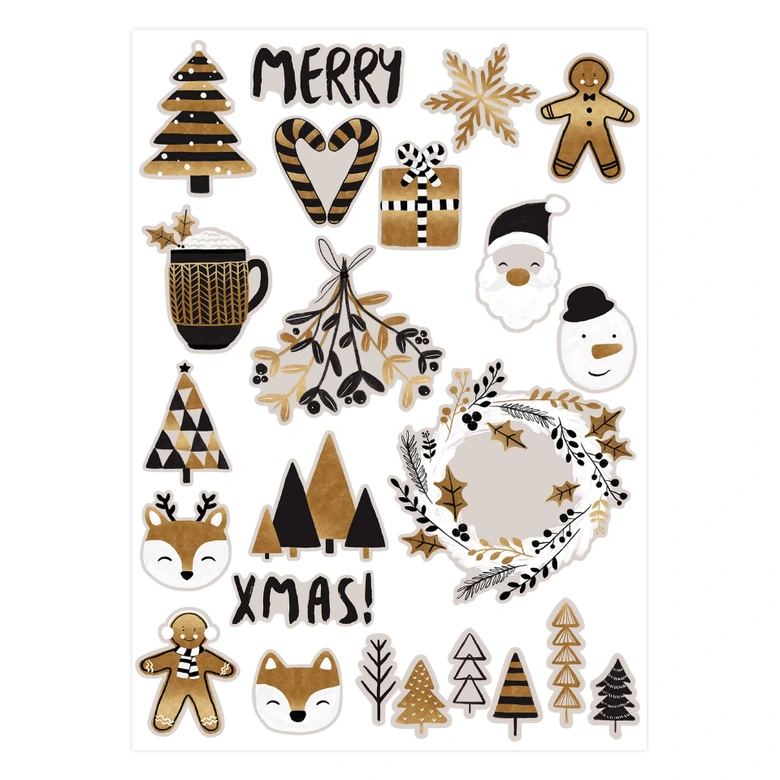 Muursticker Orara Studio - Kerstmis zwart goud 