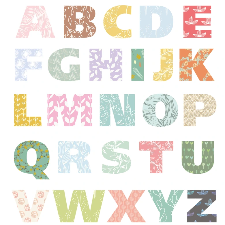 Wandtattoo Alphabet Muster Floral 