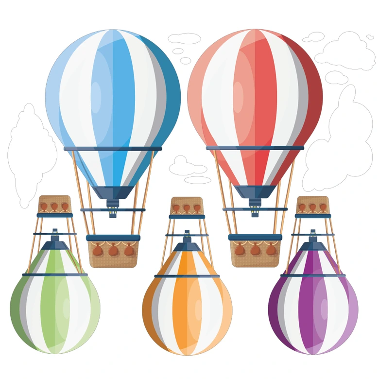 Wallsticker Farverige huse sæt 02 (7 stk.) 