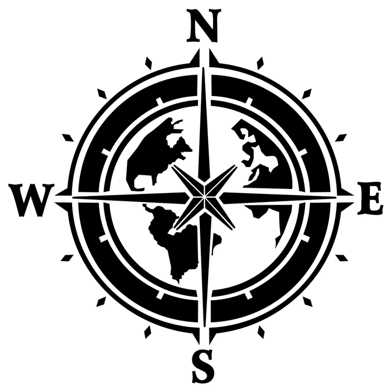 Wall sticker Compass with abstract continents 